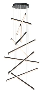 ET2 Hover Chandelier featuring a sleek, modern design with black aluminum finish, suspended elegantly to illuminate any contemporary space.