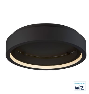 ET2 iCorona Ceiling Light in Black and Aluminum finish, featuring a sleek, modern design with circular LED illumination for contemporary interiors.