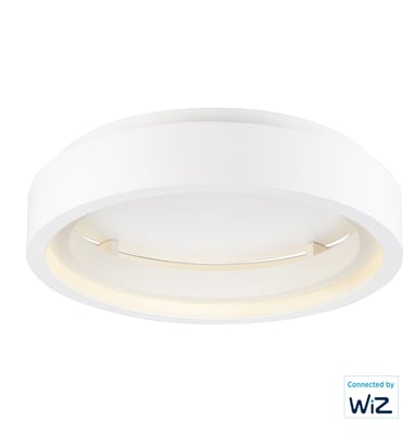 ET2 iCorona Ceiling Light in Matte White finish, crafted from Aluminum, featuring a sleek, modern design with a circular LED light fixture.