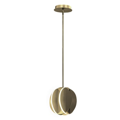 ET2 Interval Pendant in Satin Brass finish, featuring a sleek, modern design with a minimalist steel frame and elegant, linear LED lighting.