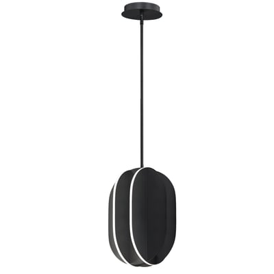 ET2 Interval Pendant: Sleek black steel design with minimalist lines, hanging elegantly from the ceiling, casting a warm, modern glow.