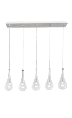 ET2 Larmes LED Linear Suspension in Polished Chrome finish, featuring sleek Steel construction with multiple hanging LED bulbs for modern lighting.