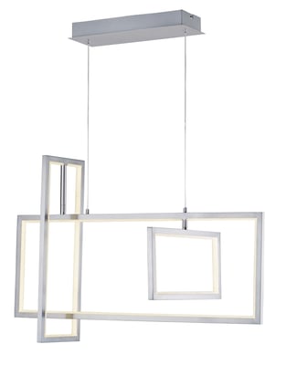 ET2 Link Linear Suspension, featuring a sleek Satin Nickel finish and crafted from Aluminum, elegantly hanging in a modern interior.