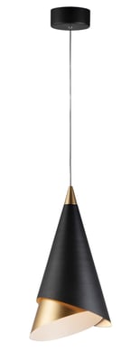 ET2 Mermaid Mini Pendant light fixture in Aluminum, featuring a sleek design with a Black with Metallic Gold finish, hanging elegantly from the ceiling.