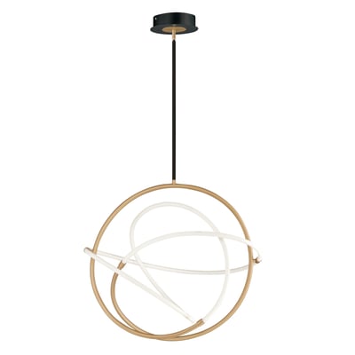 ET2 Mobius Pendant in Black with Gold finish, featuring a sleek, modern design with a twisted steel structure and elegant lighting elements.