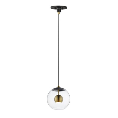 ET2 Nucleus Pendant in Black with Natural Aged Brass finish, crafted from Steel, hangs elegantly with a modern, minimalist design.