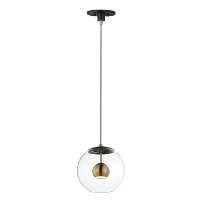 ET2 Nucleus Pendant in Steel finish, featuring a Black with Natural Aged Brass design, elegantly suspended with a modern, minimalist aesthetic.
