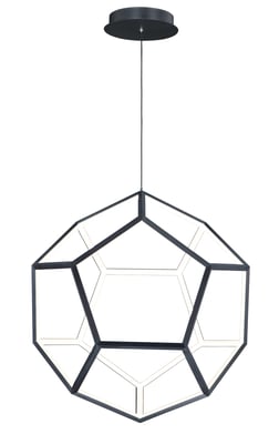 ET2 Penta Pendant light fixture with a sleek black finish, featuring a modern geometric design crafted from durable steel.