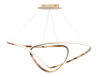 ET2 Perpetual Pendant in Brushed Champagne finish, featuring a sleek, modern design with a Steel frame and elegant curves.
