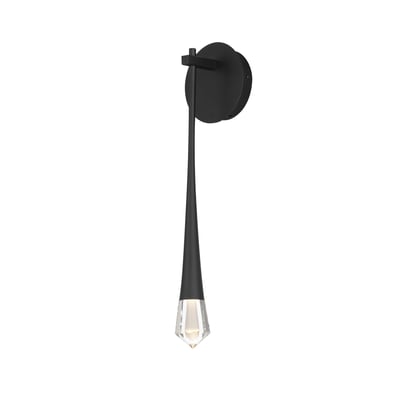 ET2 Pierce Wall Sconce in Black Aluminum finish, featuring a sleek, modern design with a circular light fixture mounted on a rectangular backplate.
