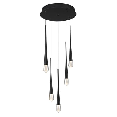 ET2 Pierce Multi Pendant in Black Aluminum finish, featuring a modern design with multiple hanging lights, perfect for contemporary interiors.