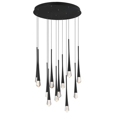 ET2 Pierce Multi Pendant in Black Aluminum finish, featuring a sleek, modern design with multiple hanging lights, perfect for contemporary interiors.