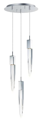 ET2 Quartz Round Multi-Light Pendant featuring a polished chrome finish with multiple steel lights suspended at varying heights.