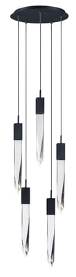 ET2 Quartz Round Multi-Light Pendant in Black Steel finish, featuring multiple suspended lights with a modern, sleek design.