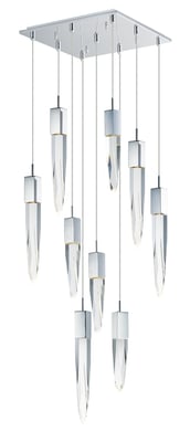 ET2 Quartz Multi-Light Pendant in Polished Chrome finish, featuring multiple steel lights suspended at varying heights for a modern, elegant look.