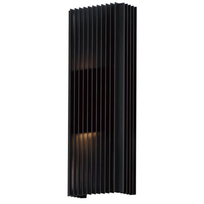 ET2 Rampart Outdoor Wall Sconce in Black finish, featuring a sleek, modern design with a rectangular aluminum frame and clear glass panels.
