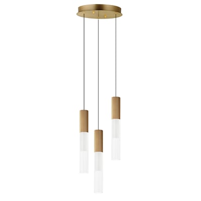 ET2 Reeds Multi-Light Pendant featuring a sleek design with multiple hanging lights in a gold finish, crafted from aluminum.