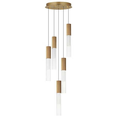 ET2 Reeds Multi-Light Pendant featuring an elegant design with gold-finished aluminum rods cascading in varying lengths, creating a modern, sophisticated look.