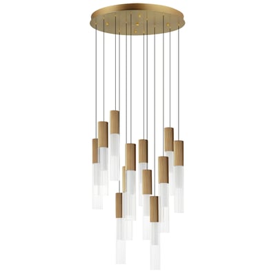 ET2 Reeds Multi-Light Pendant featuring sleek aluminum rods with a gold finish, elegantly suspended at varying heights for a modern, artistic lighting display.