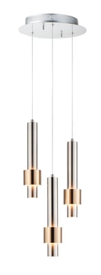 ET2 Reveal Mini Pendant in Satin Nickel with Satin Brass finish, showcasing a sleek aluminum design, elegantly suspended to enhance modern interiors.