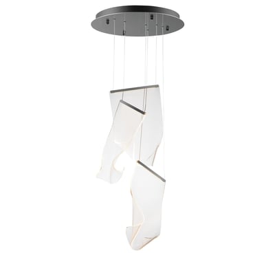 ET2 Rinkle Multi Pendant in Brushed Gunmetal finish, featuring a modern design with multiple steel rings hanging at varied heights.