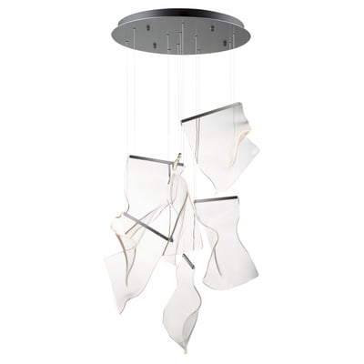 ET2 Rinkle Multi Pendant in Brushed Gunmetal finish, featuring a modern design with multiple steel rings suspended at varying heights for a stylish look.