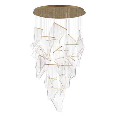 ET2 Rinkle Multi Pendant featuring a modern design with a French Gold finish, crafted from Acrylic and Stainless Steel, elegantly hanging in a room.