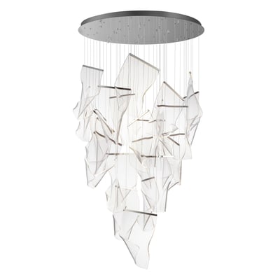 ET2 Rinkle Multi Pendant in Polished Chrome finish, featuring a cluster of steel rings with integrated LED lights, creating a modern and elegant design.