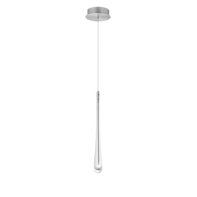 ET2 Stillo Pendant Light in Satin Nickel finish, featuring a sleek, modern design with a cylindrical steel shade and adjustable hanging height.