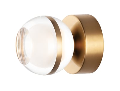 ET2 Swank Wall/Ceiling Light in Natural Aged Brass finish, featuring a sleek, minimalist design with an Aluminum frame, suitable for modern interiors.