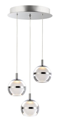Swank Multi-Light Pendant by ET2 featuring an elegant design with aluminum fixtures and a polished chrome finish, showcasing multiple hanging lights.