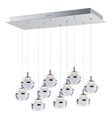 ET2 Swank Linear Multi-Light Pendant in Polished Chrome finish, featuring multiple sleek aluminum lights suspended in a modern, elegant design.