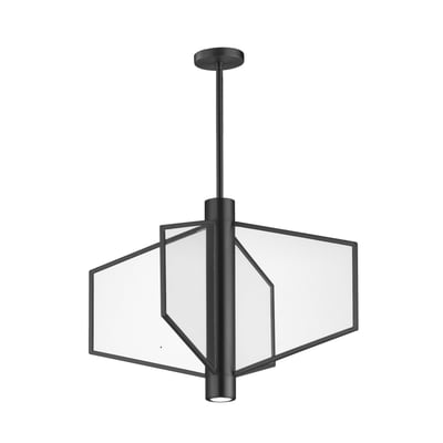 ET2 Telstar Pendant light fixture with a sleek steel design and black finish, featuring a modern, geometric shape.