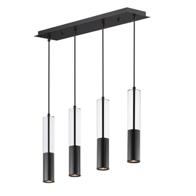 ET2 Torch Linear Pendant in Satin Brass finish, featuring a sleek, modern design with elongated lights and a minimalist aesthetic.