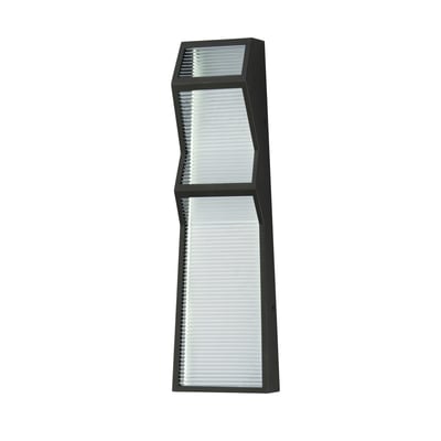 ET2 Totem Outdoor Wall Sconce in Black Aluminum, mounted on an exterior wall, illuminating a modern facade with its sleek, minimalist design.