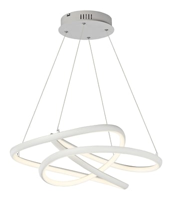 ET2 Twisted Pendant in Aluminum with a Matte White finish, featuring a modern, spiral design suspended elegantly from the ceiling.