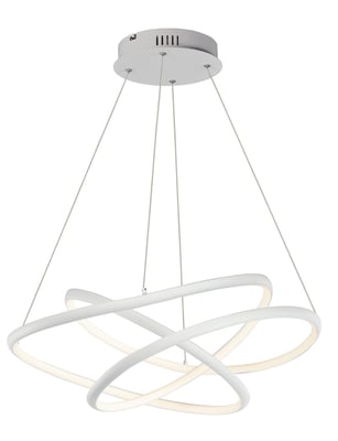 ET2 Twisted Pendant in Matte White finish, featuring a sleek, modern design with an elegant aluminum twist, hanging gracefully from the ceiling.