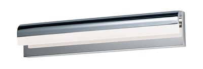 ET2 Waterfall Bathroom Vanity Light with a sleek design, featuring a polished chrome finish and aluminum construction, elegantly illuminating a modern bathroom.
