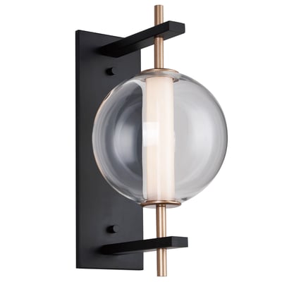 ET2 Axle Outdoor Wall Sconce with a sleek modern design, featuring a black finish and a minimalist structure, mounted on an exterior wall.