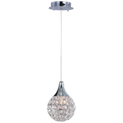 ET2 Brilliant 1-Light Pendant with a sleek chrome finish, featuring a modern, minimalist design and a clear glass shade.