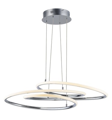 ET2 Coaster LED Pendant in a sleek finish, featuring a circular design with integrated LED lights, suspended by thin cables for a modern look.