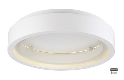 ET2 iCorona 23.5" Ceiling Light with a sleek, modern design, featuring a circular shape and smooth finish, illuminating a contemporary space.