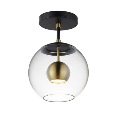 ET2 Nucleus Flush Mount light fixture with a sleek, modern design, featuring a polished chrome finish and a round, minimalist silhouette.