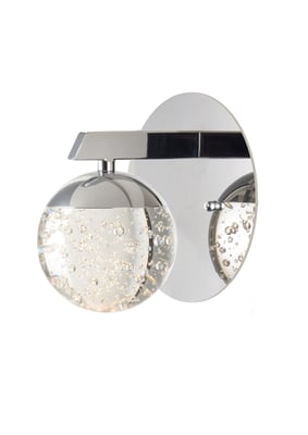 ET2 Orb II LED Wall Sconce with a sleek, modern design featuring a round shape and polished chrome finish, illuminating with soft, energy-efficient LED light.