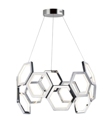 ET2 Polygon LED Pendant in a sleek, modern design with a metallic finish, featuring geometric shapes and energy-efficient LED lighting.