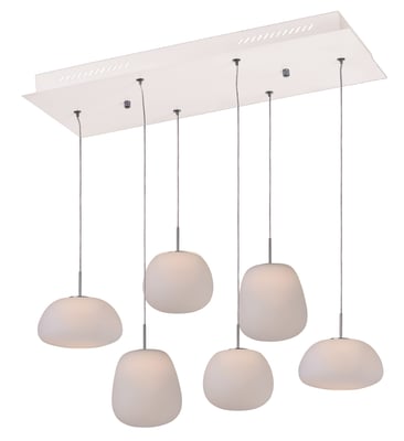 ET2 Puffs Rectangular Pendant with a sleek metallic finish, featuring a modern design with soft, cloud-like shapes suspended in a linear arrangement.