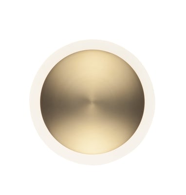ET2 Saucer LED Flush Mount/Wall Sconce with a sleek modern design, featuring a smooth, circular shape and a polished finish, emitting soft ambient light.