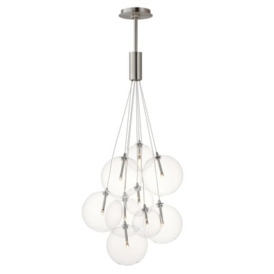 ET2 Burst Multi-Light Pendant in Satin Nickel, featuring a modern design with steel and glass materials for stylish lighting.