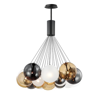 ET2 Burst Multi-Light Pendant in Black, featuring Steel and Glass materials for a modern lighting solution.