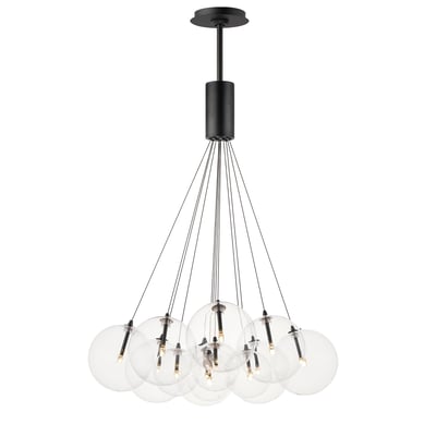 ET2 Burst Multi-Light Pendant in Black, featuring Steel and Glass, adds modern elegance to any space.